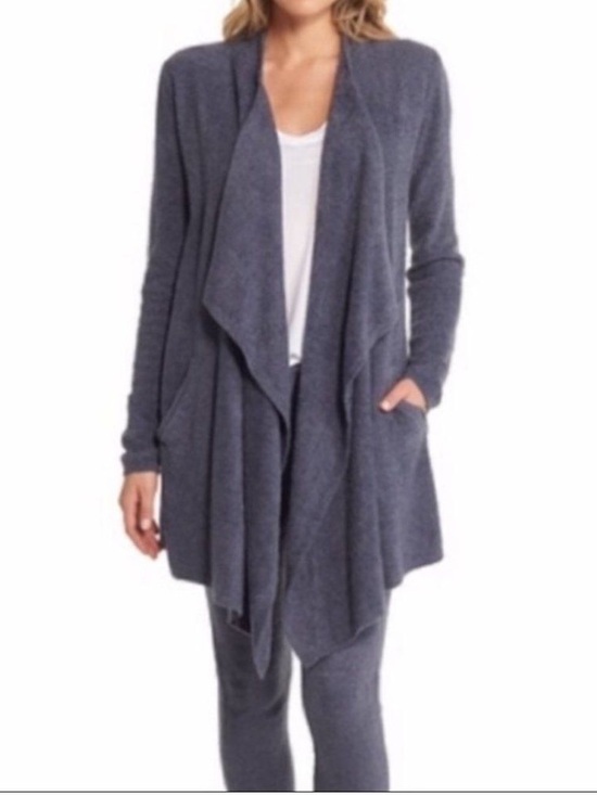 Barefoot Dreams Sweaters - Barefoot Dreams Navy Blue Open-Front Draped Cardigan Large XL